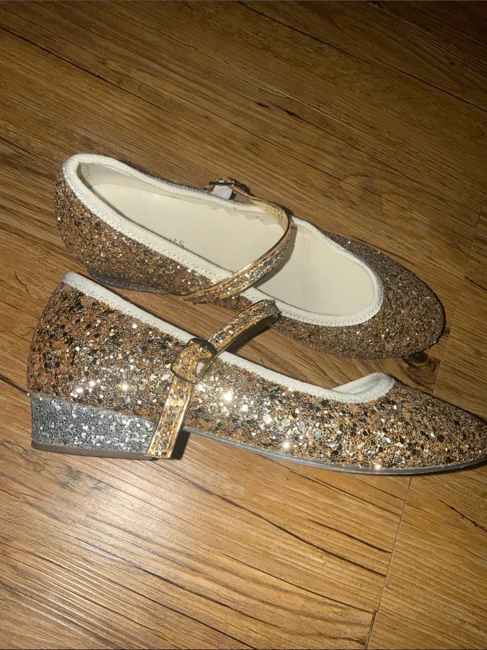 Crewcuts Girls Gold Glitter Mary Janes